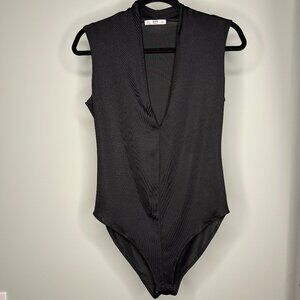 Zara Black Sleeveless Deep V-Neck Body Suit